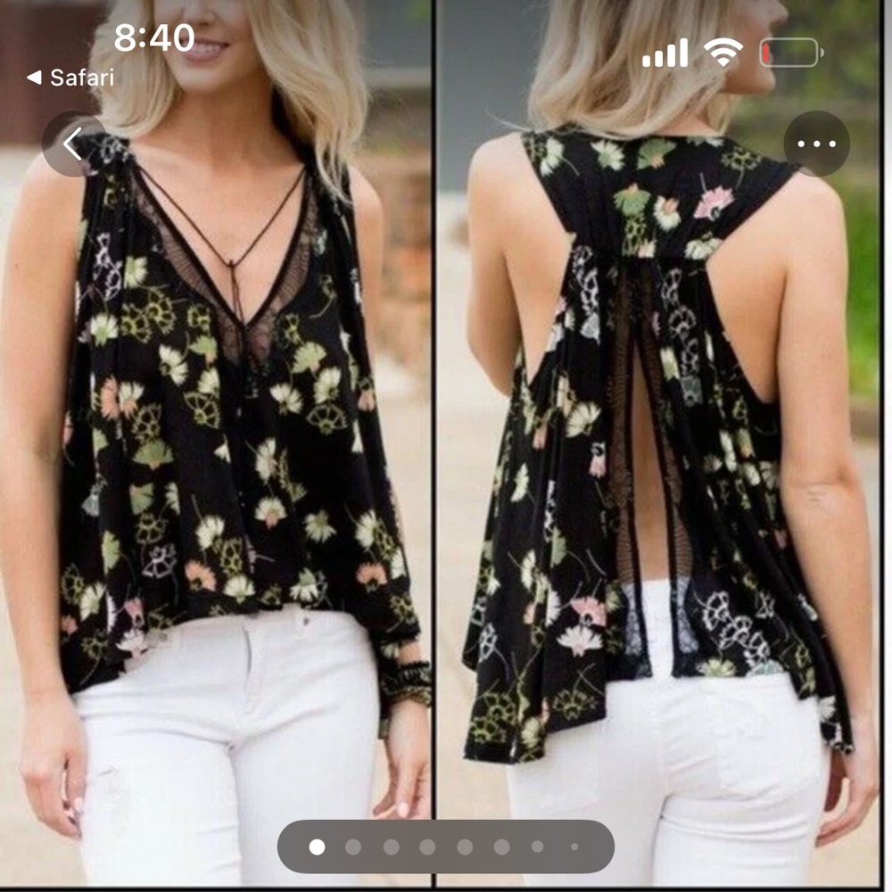 - Free People Black Floral Flowy Open Backed Lace